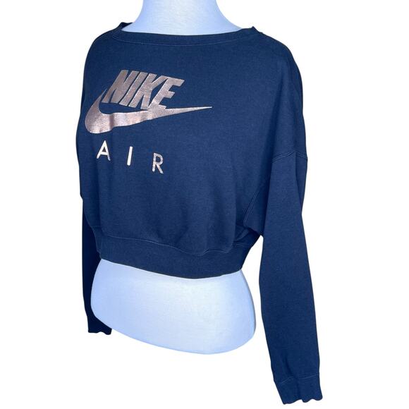 Nike Air Women’s Cropped Sweatshirt w/Metallic Copper Logo & Back Zipper Small - Picture 8 of 8